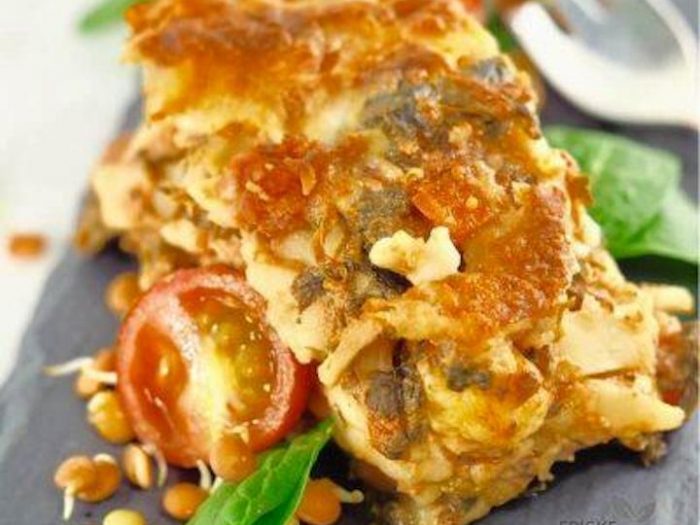 Vegansk spinatlasagnette med spirer FRISKE SPIRER