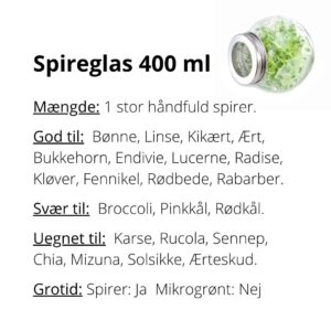 Spireglas 400 ml frøliste 2026